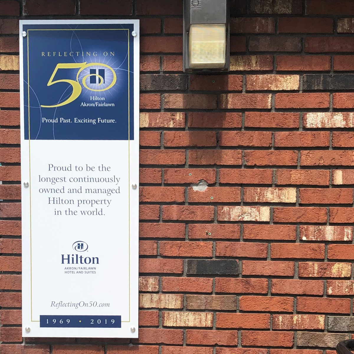 Hilton 50th Anniversary Building Banner